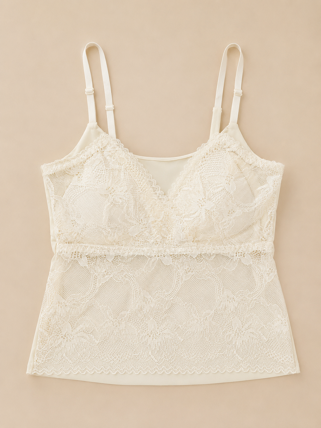 Lace Back Cami with Built-In Bra