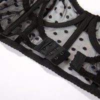Polka Dot Mesh Boned Lingerie Set