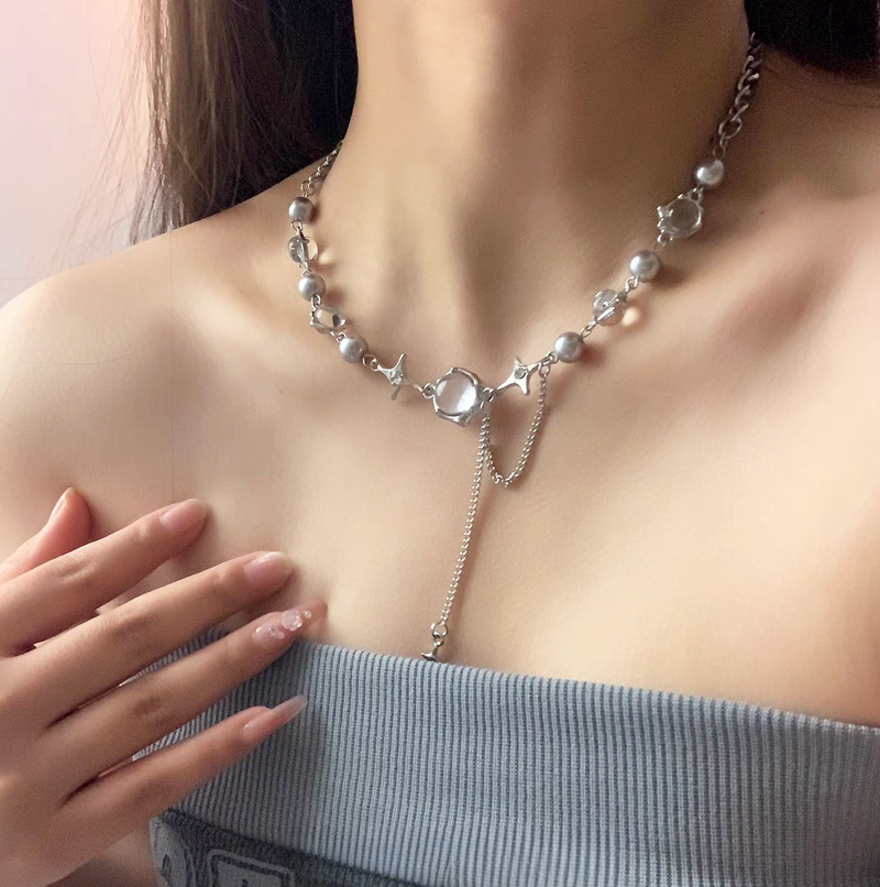 Mango Star Spliced Crystal Sweet Cool Clavicle Chain