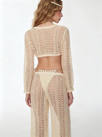 Crochet Hollow-Out Bikini 4-Piece Set