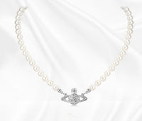 Pearl Saturn Collarbone Necklace