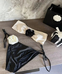 Black &amp; White Contrast Bikini Set