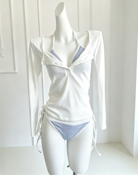 Striped Bikini &amp; Cover-Up 4-Piece Set