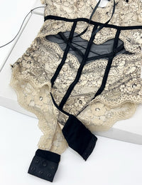 Lace-Trim Sheer Bodysuit
