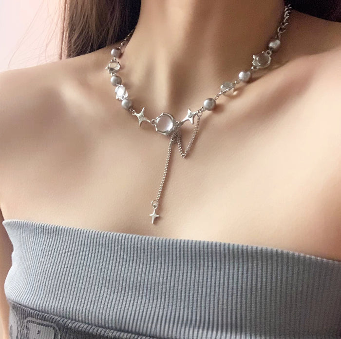 Mango Star Spliced Crystal Sweet Cool Clavicle Chain