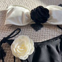 Black &amp; White Contrast Bikini Set