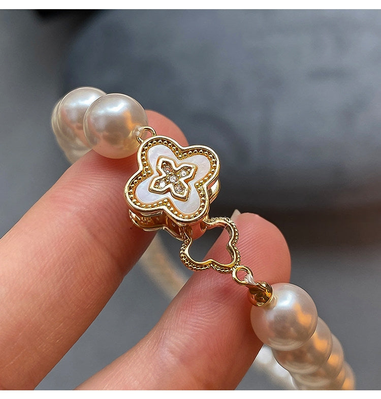 Korean-Inspired Floral Pearl Necklace