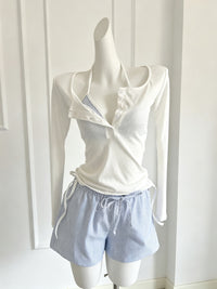 Striped Bikini &amp; Cover-Up 4-Piece Set