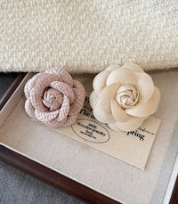 Chanel-Inspired Camellia Brooch &amp; Hair Clip Set (Pink + White)