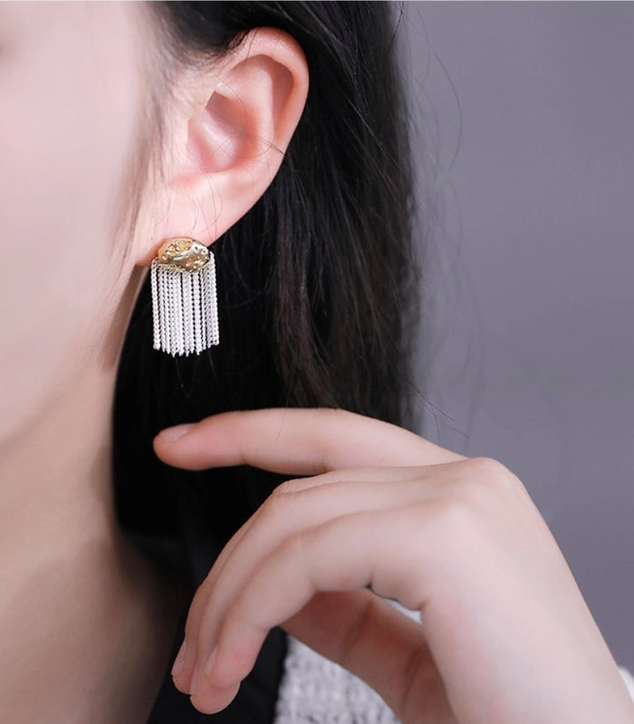 Irregular Tassel Earrings with 925 Hypoallergenic Posts