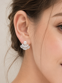 Vintage Pearl Fan Earrings