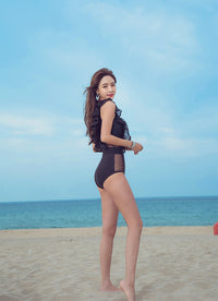 Sexy Lace Backless One-Piece Swimsuit