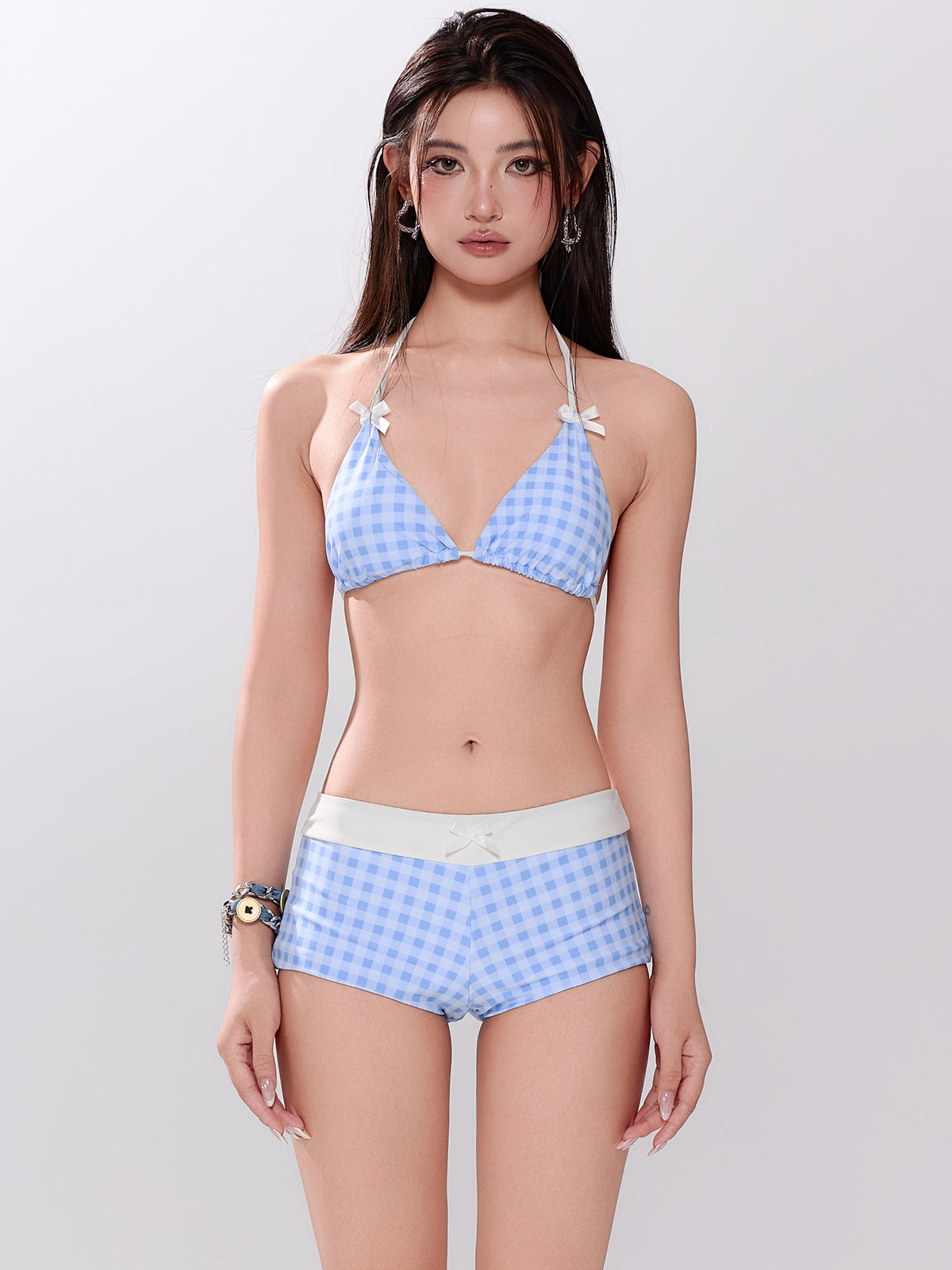 Korean-style Fresh Gingham Bikini Set