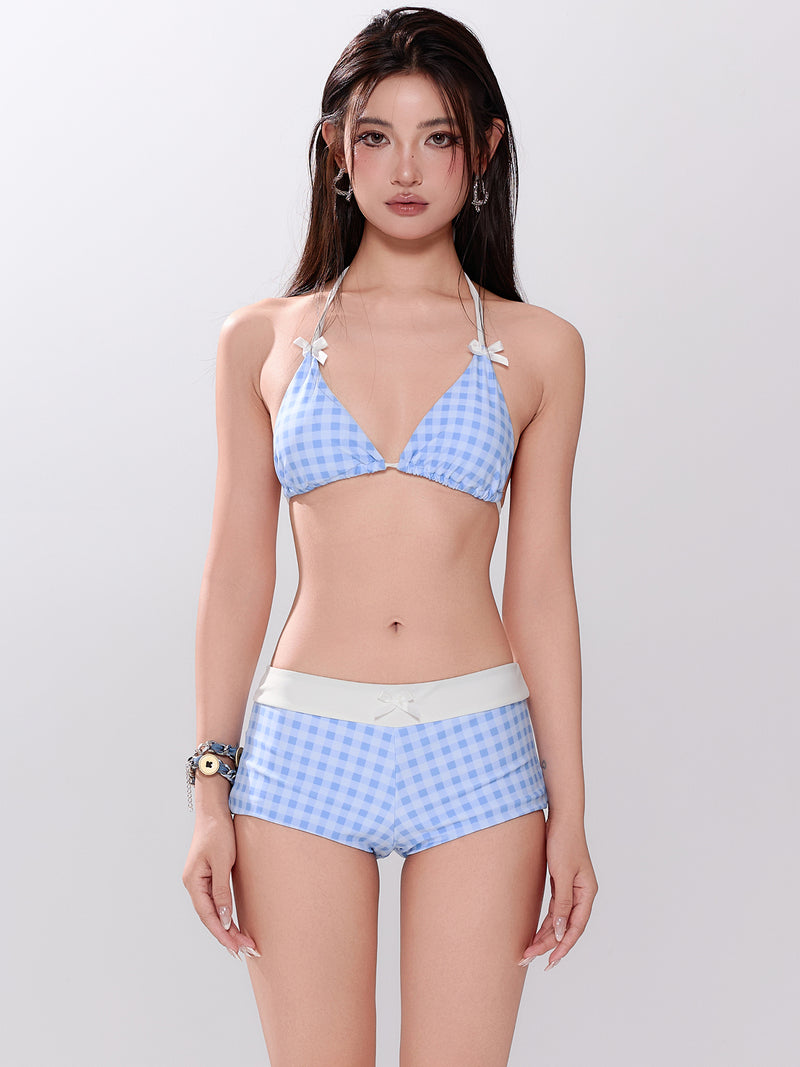 Korean-style Fresh Gingham Bikini Set
