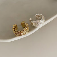 Vintage European and American Style Metal Woven Minimalist Open Ring