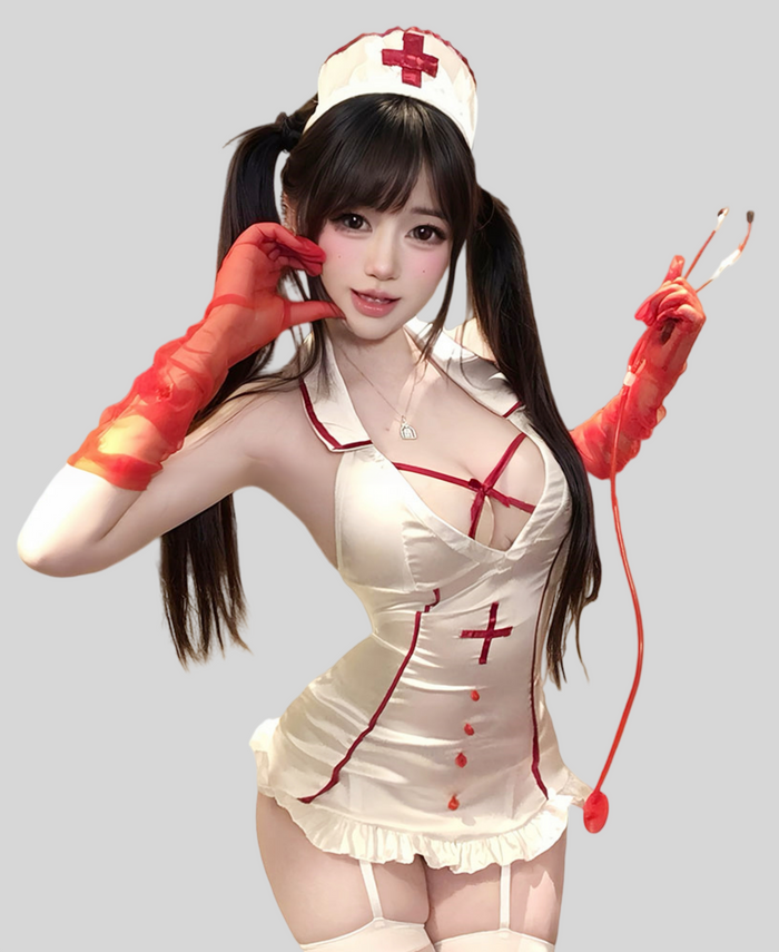 Satin Nurse Costume Mini Dress
