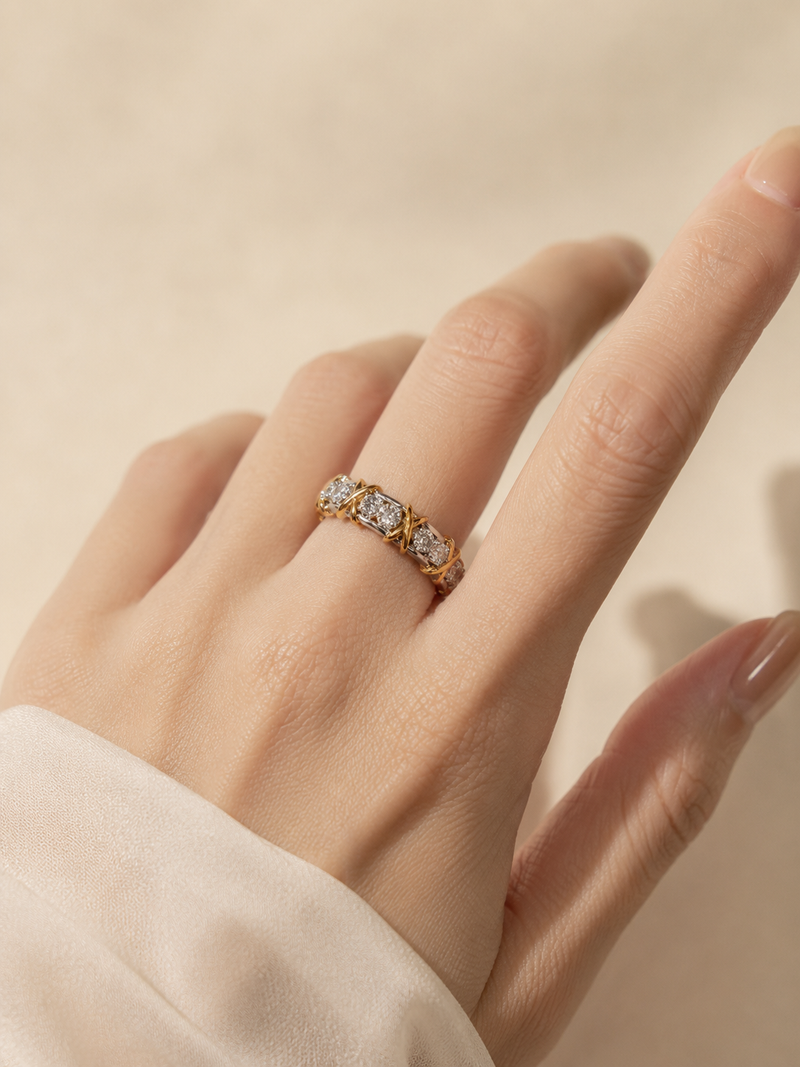 Two-Tone Crystal Eternity Ring