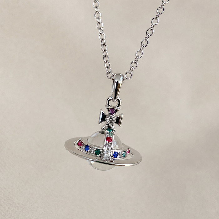 Crystal Saturn Pendant Necklace