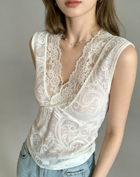 Korean Style Layered Lace V-Neck Camisole