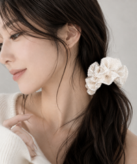 Luxury Korean-Inspired Silk Satin Rhinestone Scrunchie