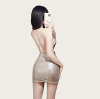 Silver Chain Backless Dress