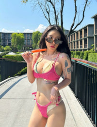 Thai-Style Instagram-Inspired Contrast Bikini 4-Piece Set