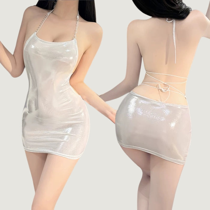 Halter chain bodycon lingerie dress