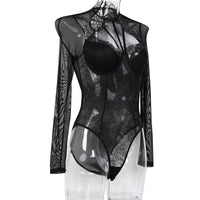 French Style Sexy Lace Bodysuit with Eyelash Trim