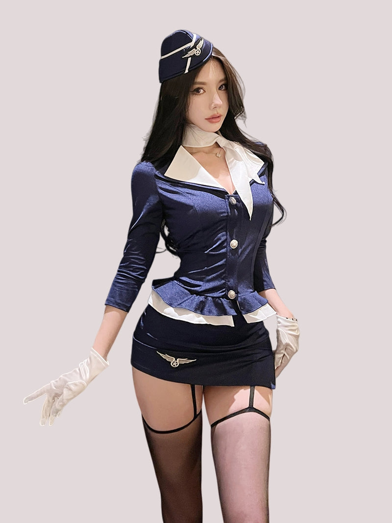 Two-Tone Collar Flight Attendant Set