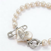 Classic Saturn pearl heart bracelet