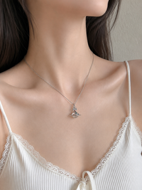 Crystal Saturn Pendant Necklace