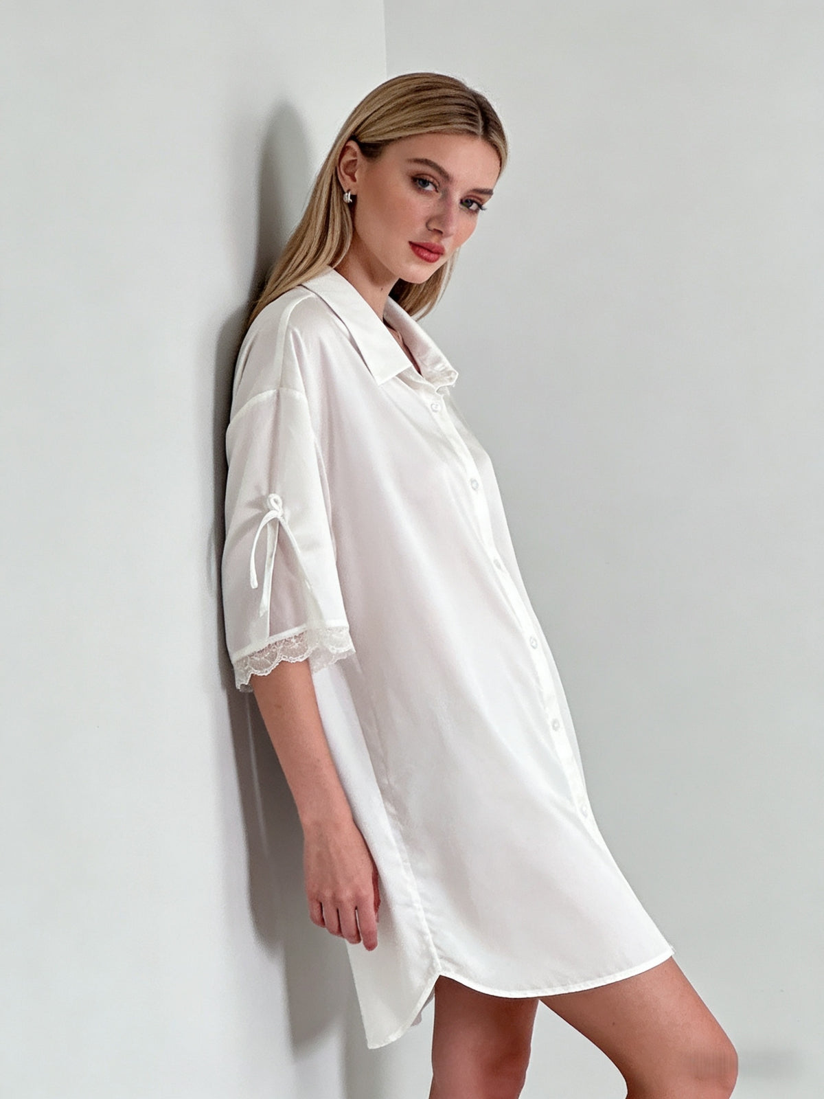Ultra-Soft Faux Silk Shirt Nightdress
