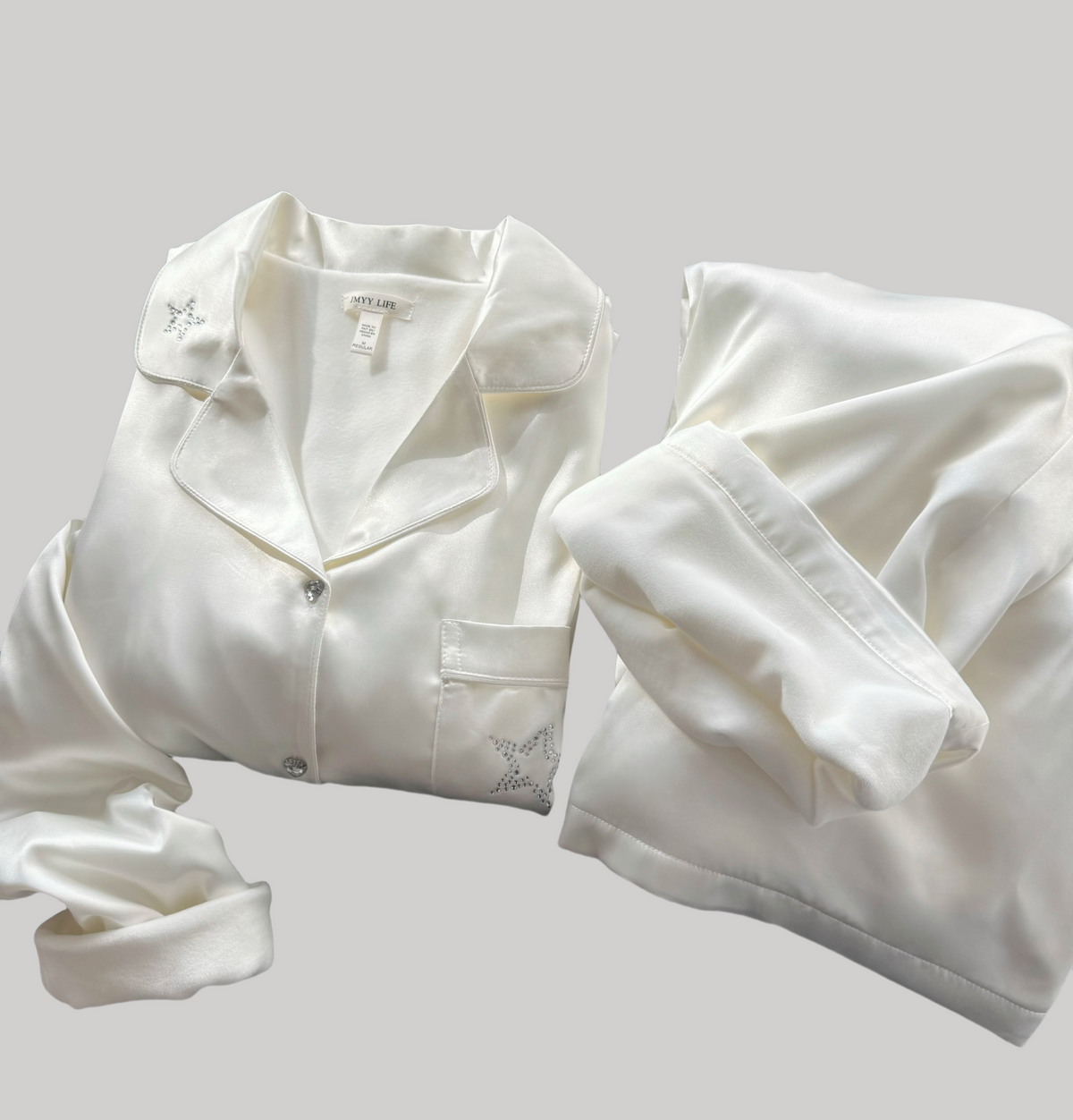 Luxury Satin Silver Fox Fleece Loungewear Set
