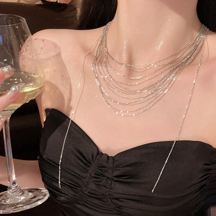 Sparkling Multi-Layer Tassel Necklace