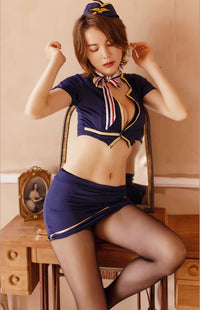Sexy Flight Attendant Outfit (with Black Stockings)