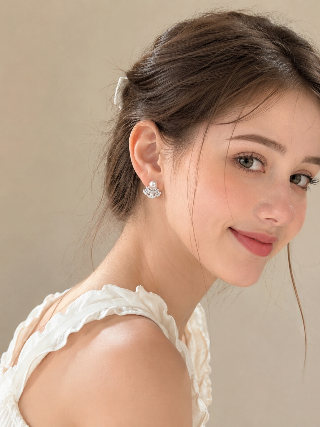 Vintage Pearl Fan Earrings