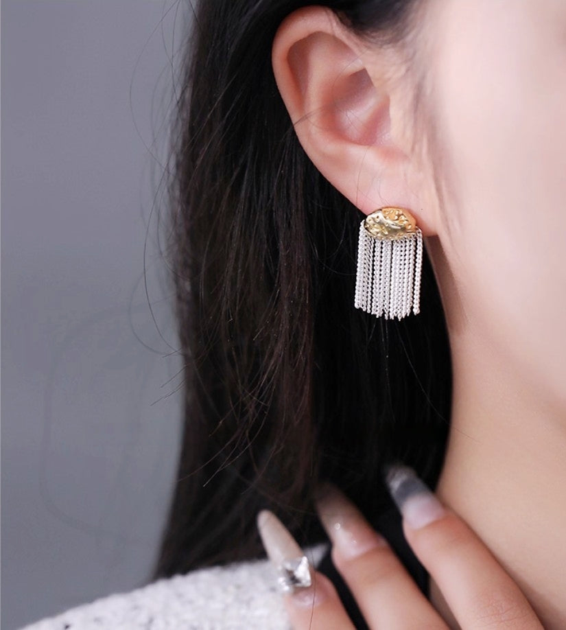 Irregular Tassel Earrings with 925 Hypoallergenic Posts