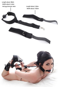 Bondage-style Reverse Handcuffs with Ball Gag