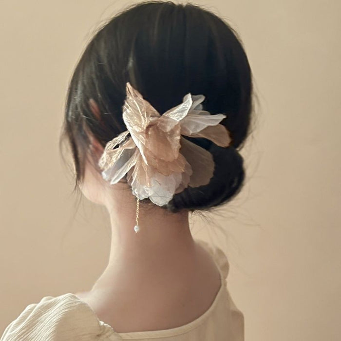 New Chinese Style Pearl Tassel Fabric Sweet Hairpin