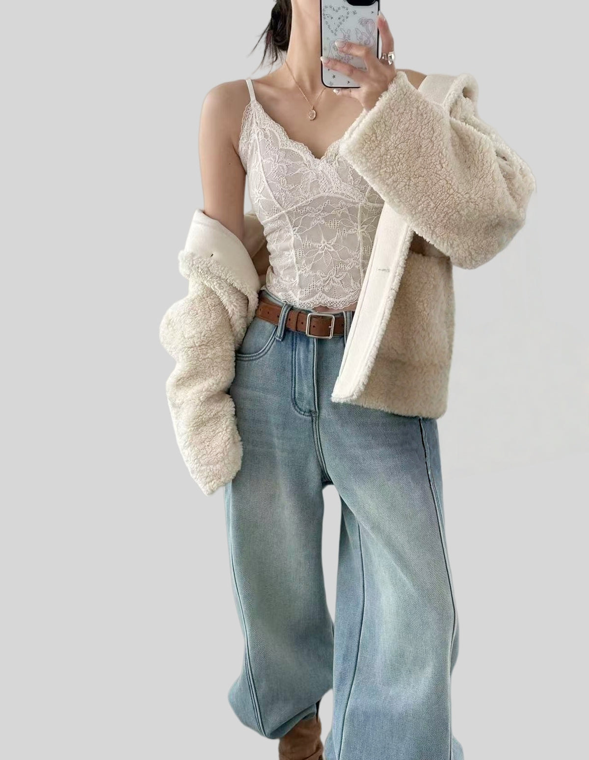 French Lace V-Neck Brushed Camisole