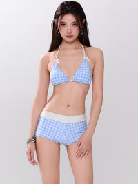 Korean-style Fresh Gingham Bikini Set