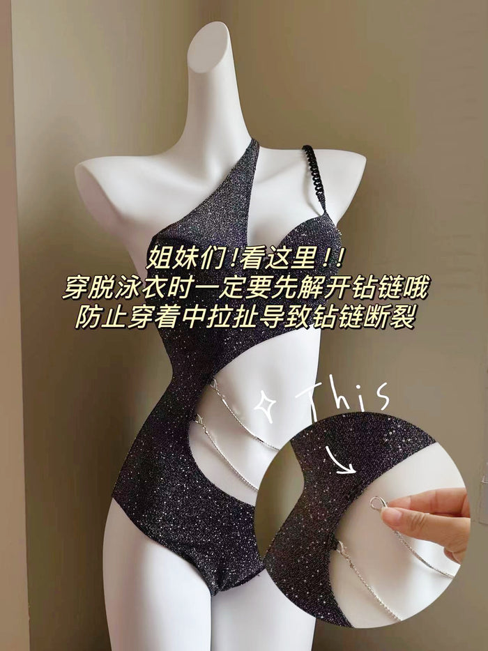 Starlit Sparkle Cut-Out One-Piece Swimsuit