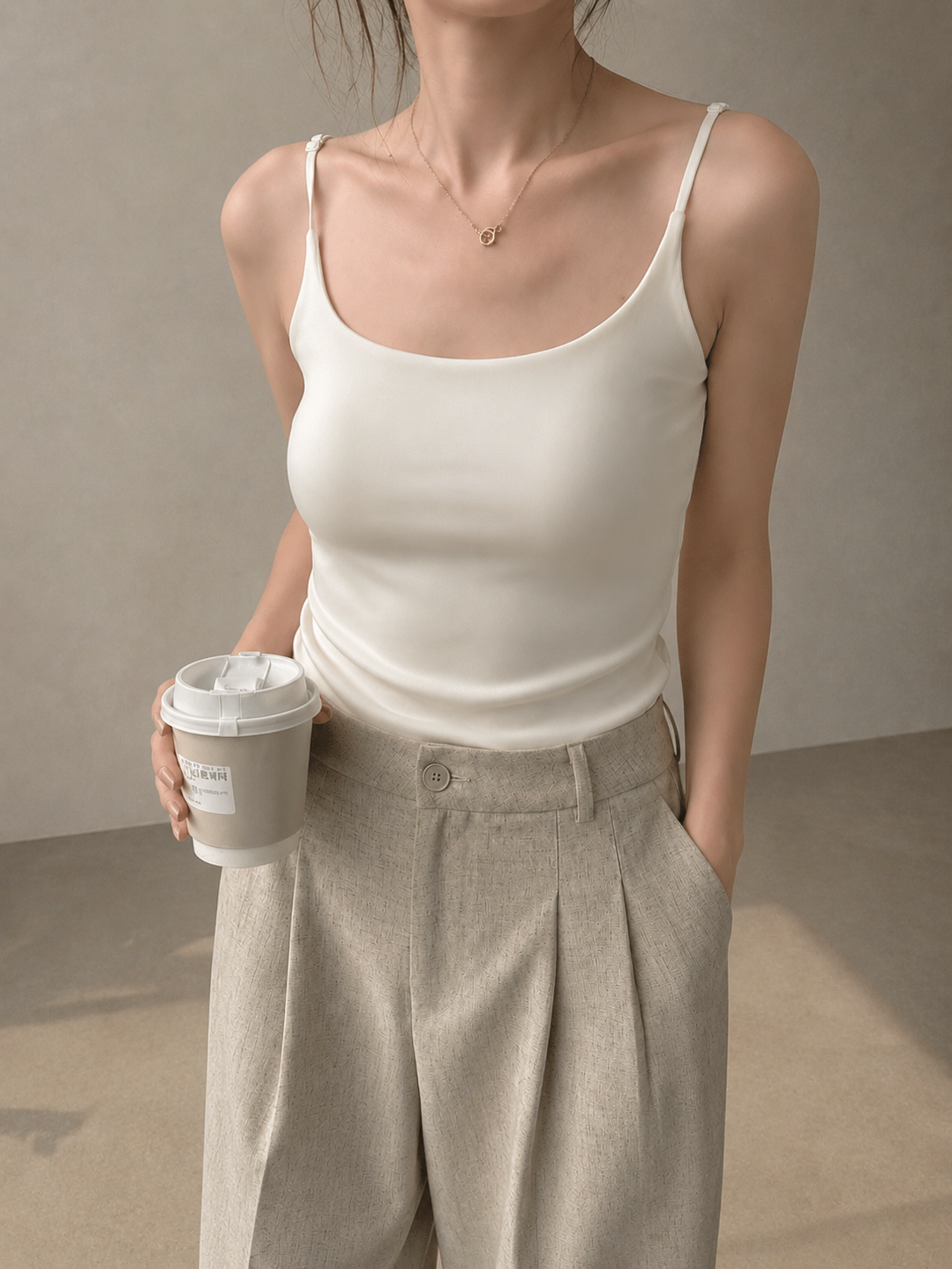 Lace Back Cami with Built-In Bra