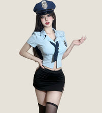 Officer-Inspired Bodycon Lingerie Set (with Stockings and hat)
