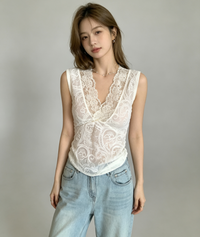Korean Style Layered Lace V-Neck Camisole