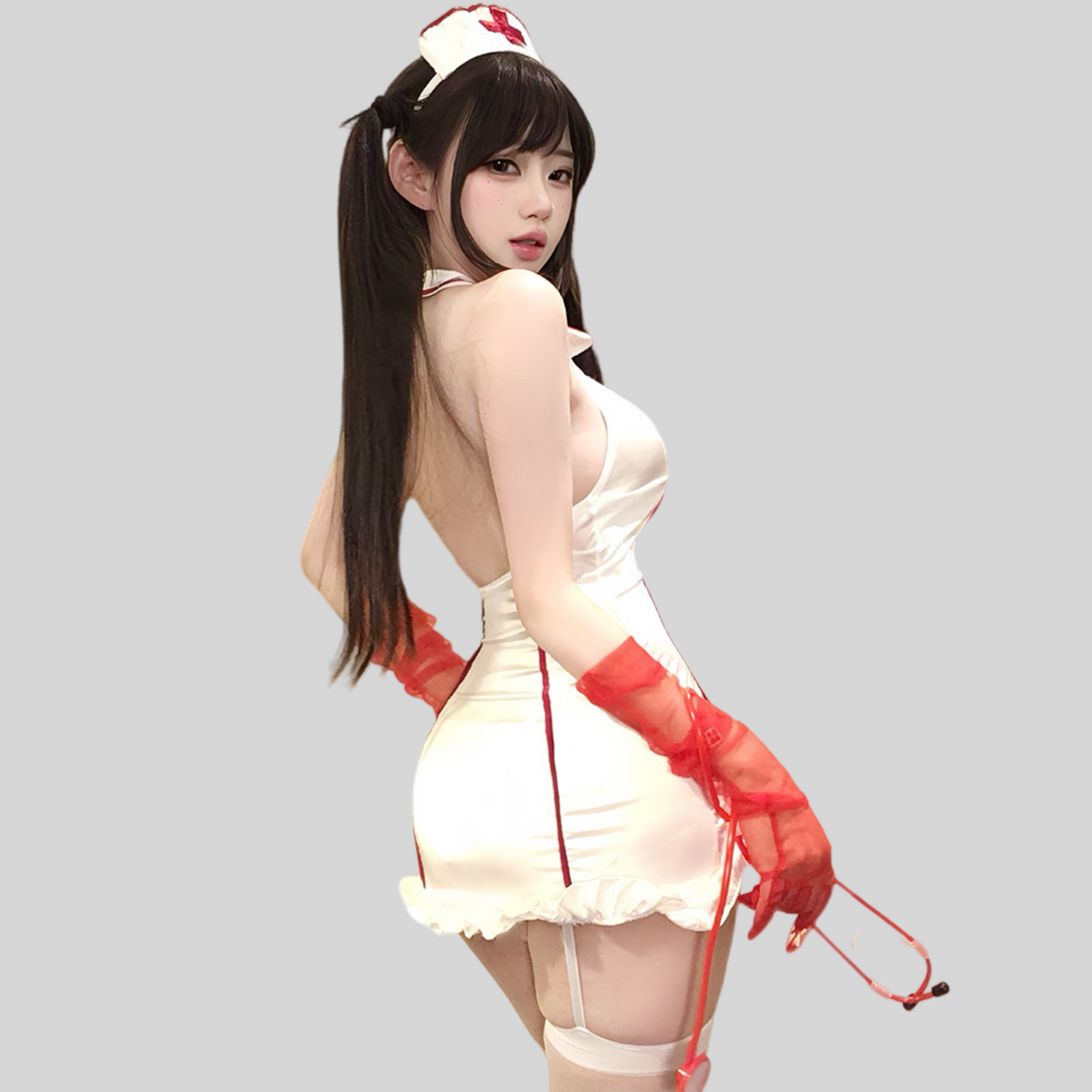 Satin Nurse Costume Mini Dress