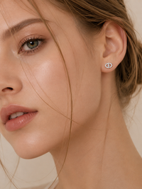 Full pavé stud earrings with a chic, luxe look