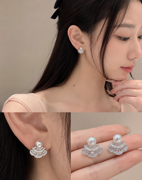 Vintage Pearl Fan Earrings
