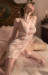 Silk Lace Skin-friendly Nightdress + Robe Set