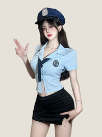 Officer-Inspired Bodycon Lingerie Set (with Stockings and hat)